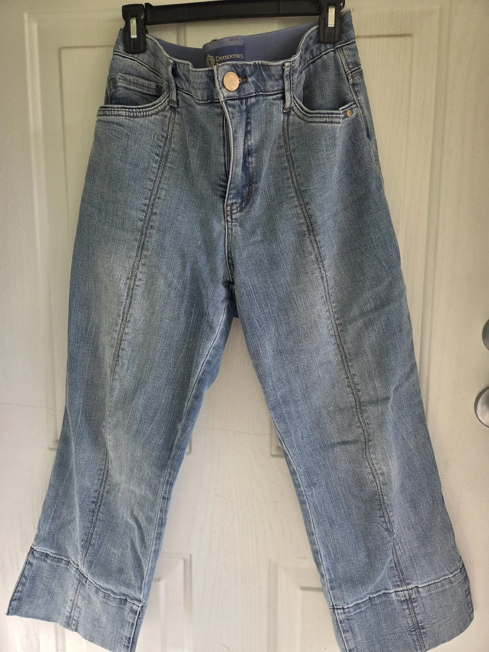 Democracy Light Blue Crop Jeans - Classic Five-Pocket - Picture 2 of 5